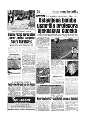 Ostavljena bomba usmrtila profesora Vjekoslava Cuceka