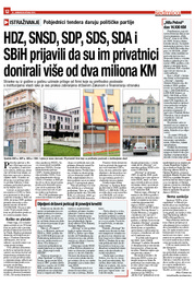 HDZ, SNSD, SDP, SDS, SDA i SBiH prijavili da su im privatnici donirali više od dva miliona KM