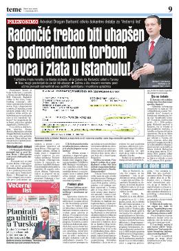 Radončić trebao biti uhapšen s podmetnutom torbom novca izlata u Istanbulu!