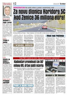 Za novu dionicu Koridora 5C kod Zenice 36 miliona eura!