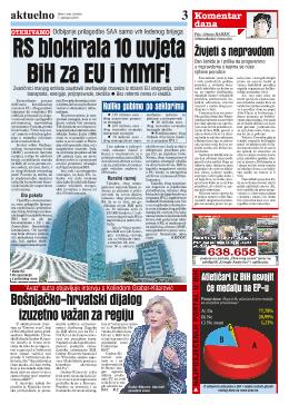  RS blokirala 10 uvjeta BiH za EU i MMF!