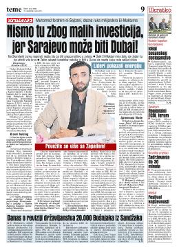 Nismo tu zbog malih investicija, jer Sarajevo može biti Dubai!