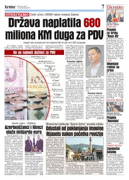 Država naplatila 680 miliona KM duga za PDV