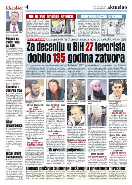 Za deceniju u BiH 27 terorista dobilo 135 godina zatvora