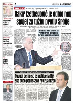 Bakir Izetbegović je odbio moj savjet za tužbu protiv Srbije