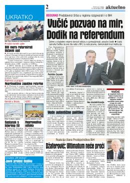 Vučić pozvao na mir, Dodik na referendum