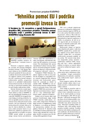 Tehnička pomoć EU i podrška promociji izvoza iz BiH