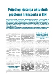 Prijedlog rješenja aktuelnih problema transporta u BiH