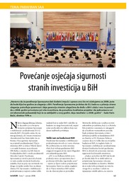 Povećanje osjećaja sigurnosti stranih investicija u BiH