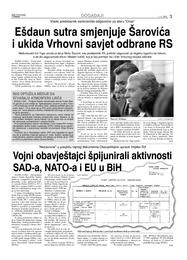 Ešdaun sutra smjenjuje Šarovića  i ukida Vrhovni savjet odbrane RS