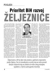 Prioritet BiH razvoj  ŽELJEZNICE