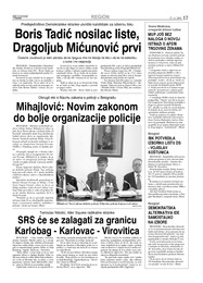 SRS će se zalagati za granicu  Karlobag Karlovac Virovitica
