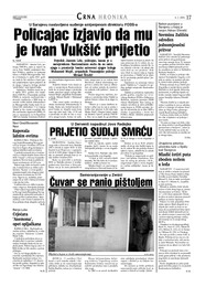 Policajac izjavio da mu  je Ivan Vukšić prijetio