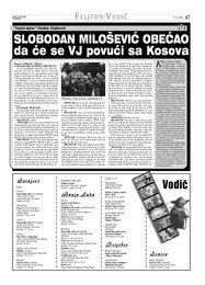 SLOBODAN MILOŠEVIĆ OBEĆAO da će se VJ povući sa Kosova
