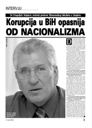 Korupcija u BiH opasnija  OD NACIONALIZMA