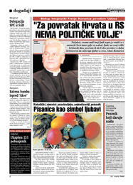 Biskup banjolučki Franjo Komarica povodom Uskrsa "Za povratak Hrvata u RS NEMA POLITIČKE VOLJE"