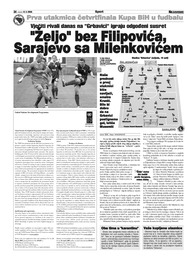 Željo" bez Filipovića, Sarajevo sa Milenkovićem