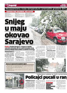 Snijeg u maju okovao Sarajevo 