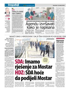 SDA: Imamo rješenje za Mostar HDZ: SDA hoće da podijeli Mostar 