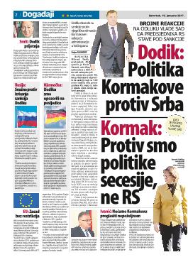 Dodik: Politika Kormakove protiv Srba Kormak: Protiv smo politike secesije, ne RS 