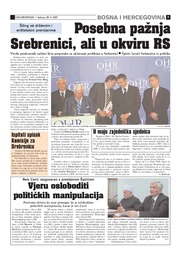 Posebna pažnja Srebrenici, ali u okviru RS