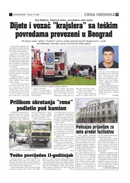 Dijete i vozač ”krajslera” sa teškim povredama prevezeni u Beograd