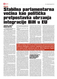 Stabilna parlamentarna većina kao politička pretpost vka ubrzanja integracije BiH u EU