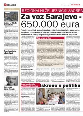 Za voz Sarajevo-Beograd 650.000 eura godišnje  
