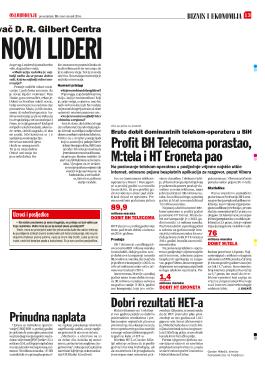 Profit BH Telecoma porastao, M:tela i HT Eroneta pao 