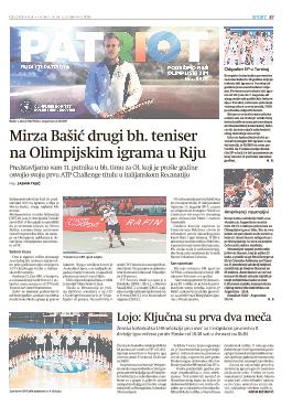 Mirza Bašić drugi bh. teniser na Olimpijskim igrama u Riju 