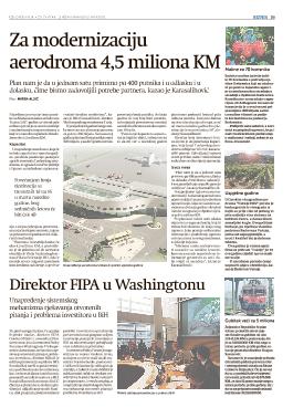 Za modernizaciju aerodroma 4,5 miliona KM 