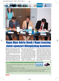Hypo Alpe-Adria-Bank i Hypo Leasing zlatni sponzori Olimpijskog komiteta