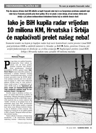 Iako je BiH kupila radar vrijedan 10 miliona KM, Hrvatska i Srbija će naplaćivati prelet našeg neba!
