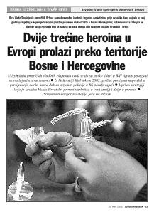 Dvije trećine heroina u  Evropi prolazi preko teritorije Bosne i Hercegovine