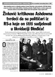 Živković kritikovao Ashdowna tvrdeći da su političari iz  RS-a koje on štiti sudjelovali u likvidaciji Đinđića