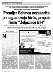 Premijer Behmen nezakonito  pomagao svoju bivšu, propalu  firmu “Željeznice BiH