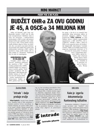 BUDŽET OHR-a ZA OVU GODINU JE 45, A OSCE-a 34 MILIONA KM