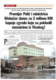Premijer Polić i ministrica Klobučar danas za 2 miliona KM kupuju zgradu koju su poklonili moćnicima iz Visokog